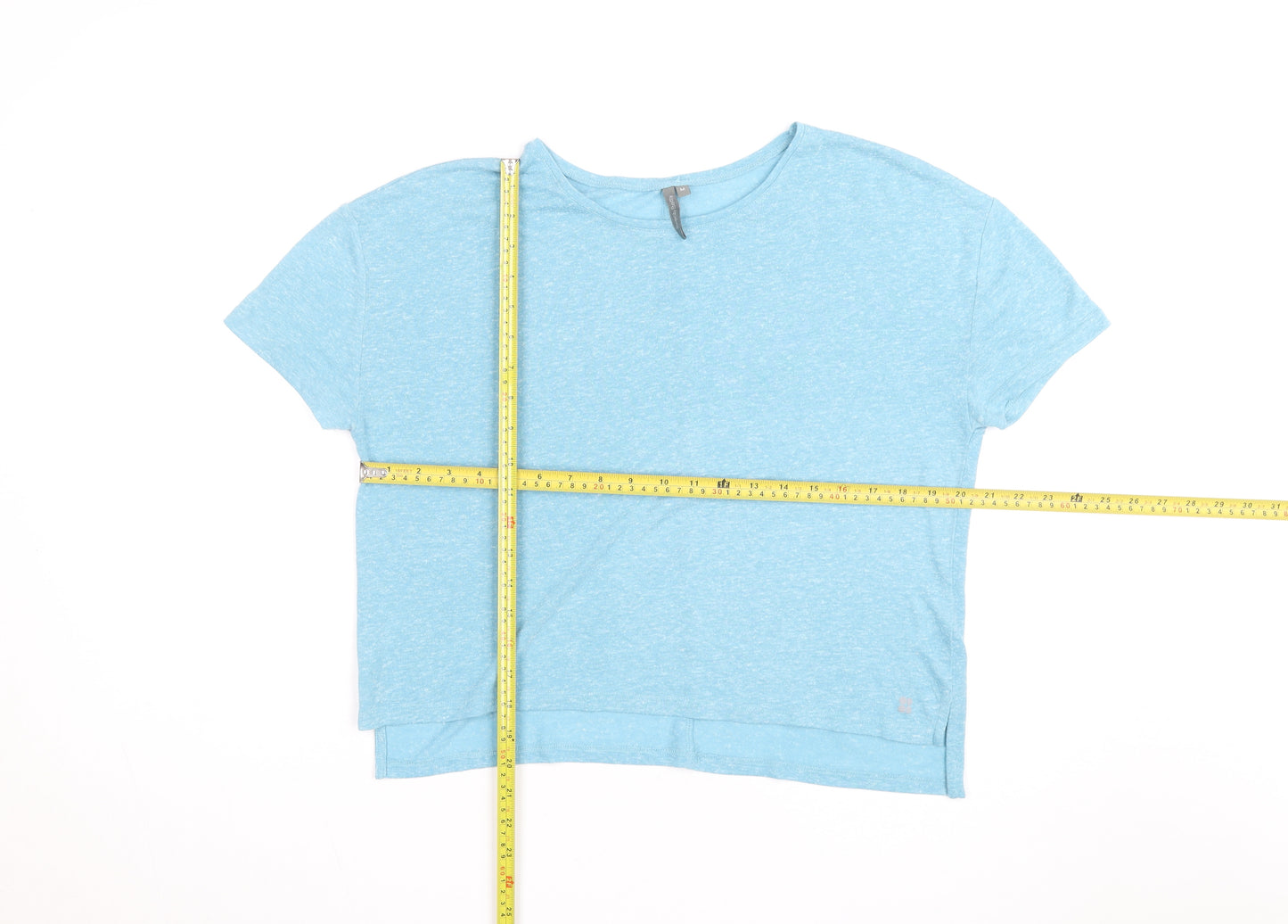 Sweaty Betty Women's Blue Cropped Jersey T-Shirt Size M
