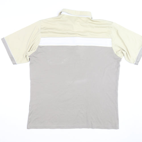 Farah Men’s Beige Colourblock Polo Shirt Size L Short Sleeve