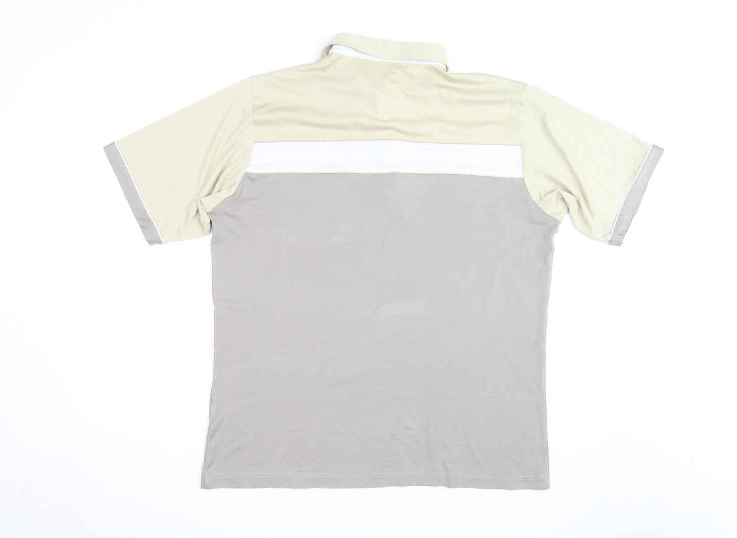 Farah Men’s Beige Colourblock Polo Shirt Size L Short Sleeve