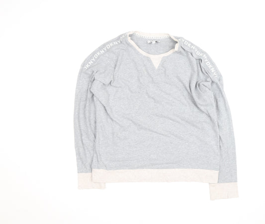 DKNY Men’s Grey Pullover Jumper Size S Crew Neck Logo Trim