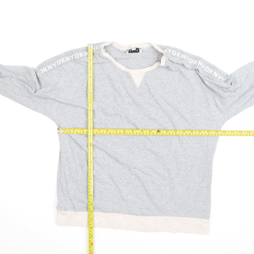 DKNY Men’s Grey Pullover Jumper Size S Crew Neck Logo Trim