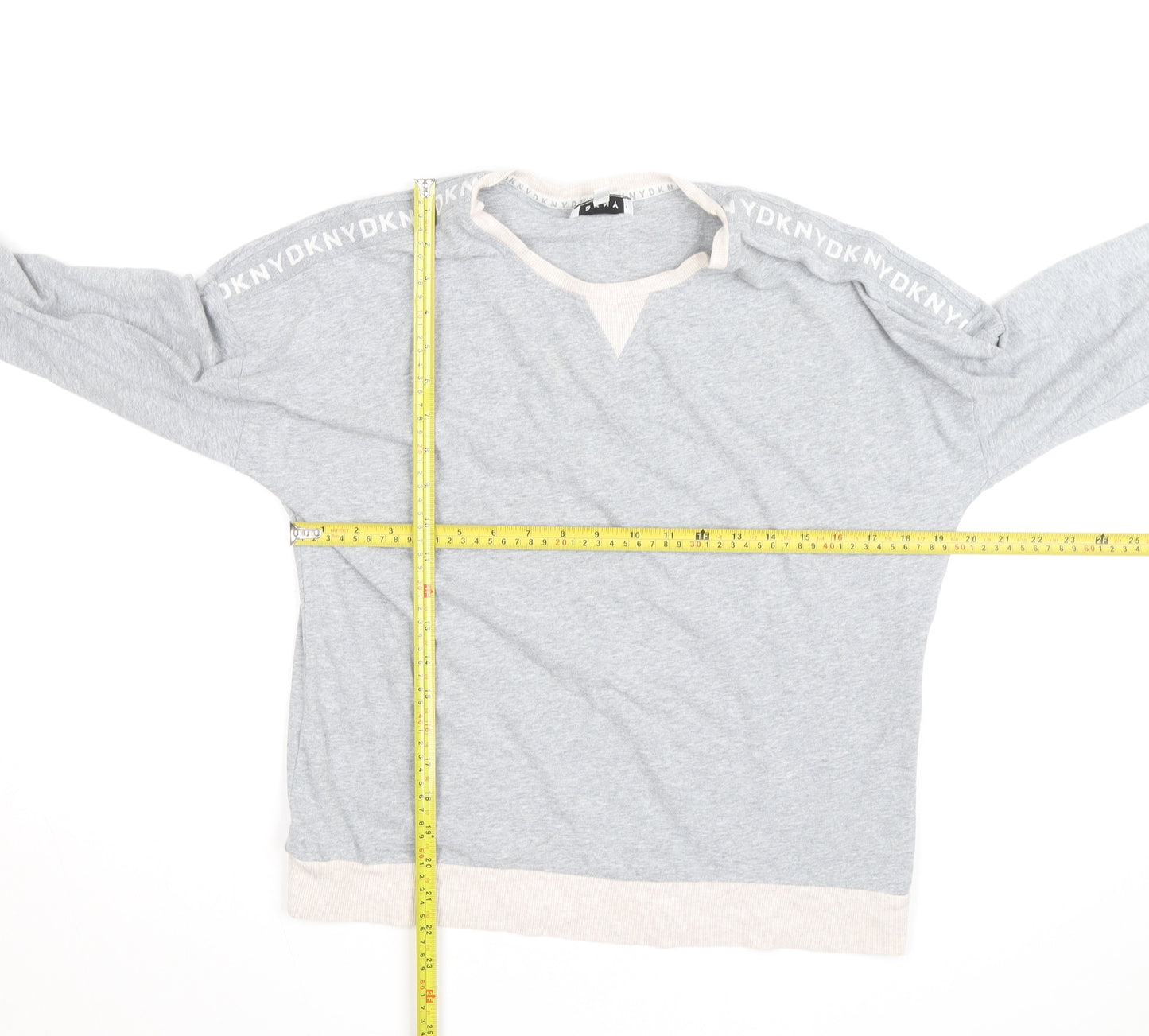 DKNY Men’s Grey Pullover Jumper Size S Crew Neck Logo Trim