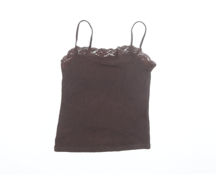Red Herring Womens Brown Lace Trim Camisole Tank Top Size 14