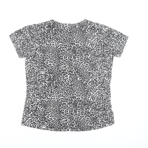 Von Dutch Womens Grey Animal Print Cotton T-Shirt Size 12