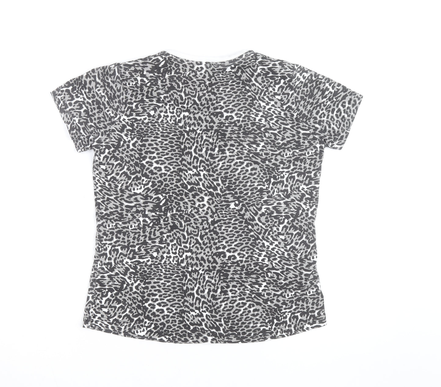 Von Dutch Womens Grey Animal Print Cotton T-Shirt Size 12