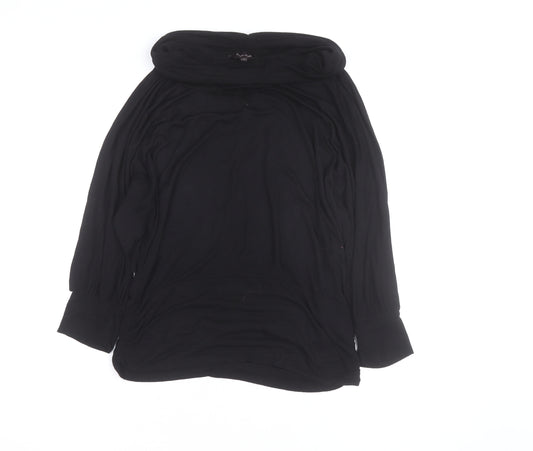 Phase Eight Black Viscose Tunic Top Womens Size 14 Cowl Neck Long Sleeve