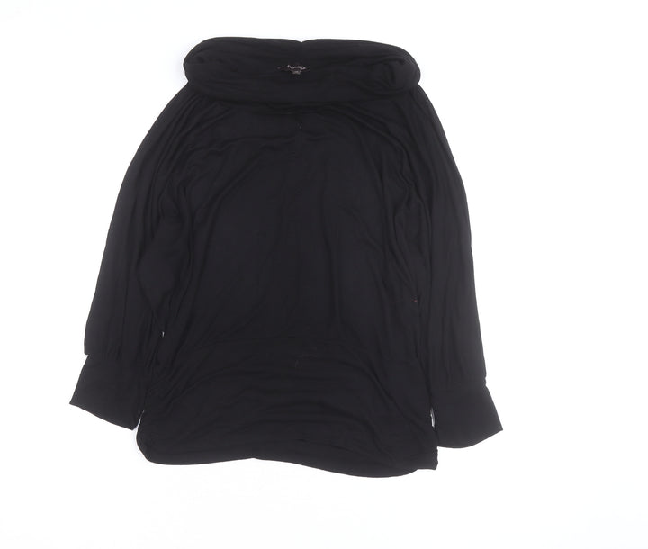 Phase Eight Black Viscose Tunic Top Womens Size 14 Cowl Neck Long Sleeve
