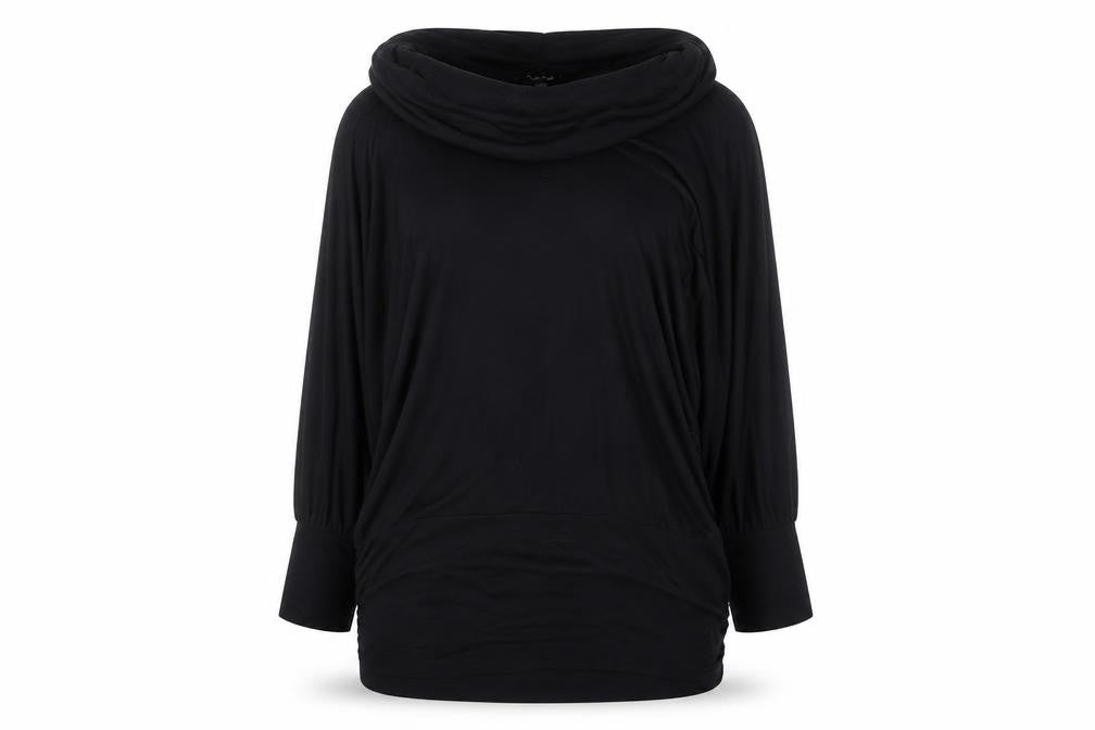 Phase Eight Black Viscose Tunic Top Womens Size 14 Cowl Neck Long Sleeve