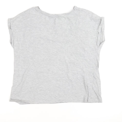 Dorothy Perkins Women's Grey Floral Embroidered T-Shirt Size 14