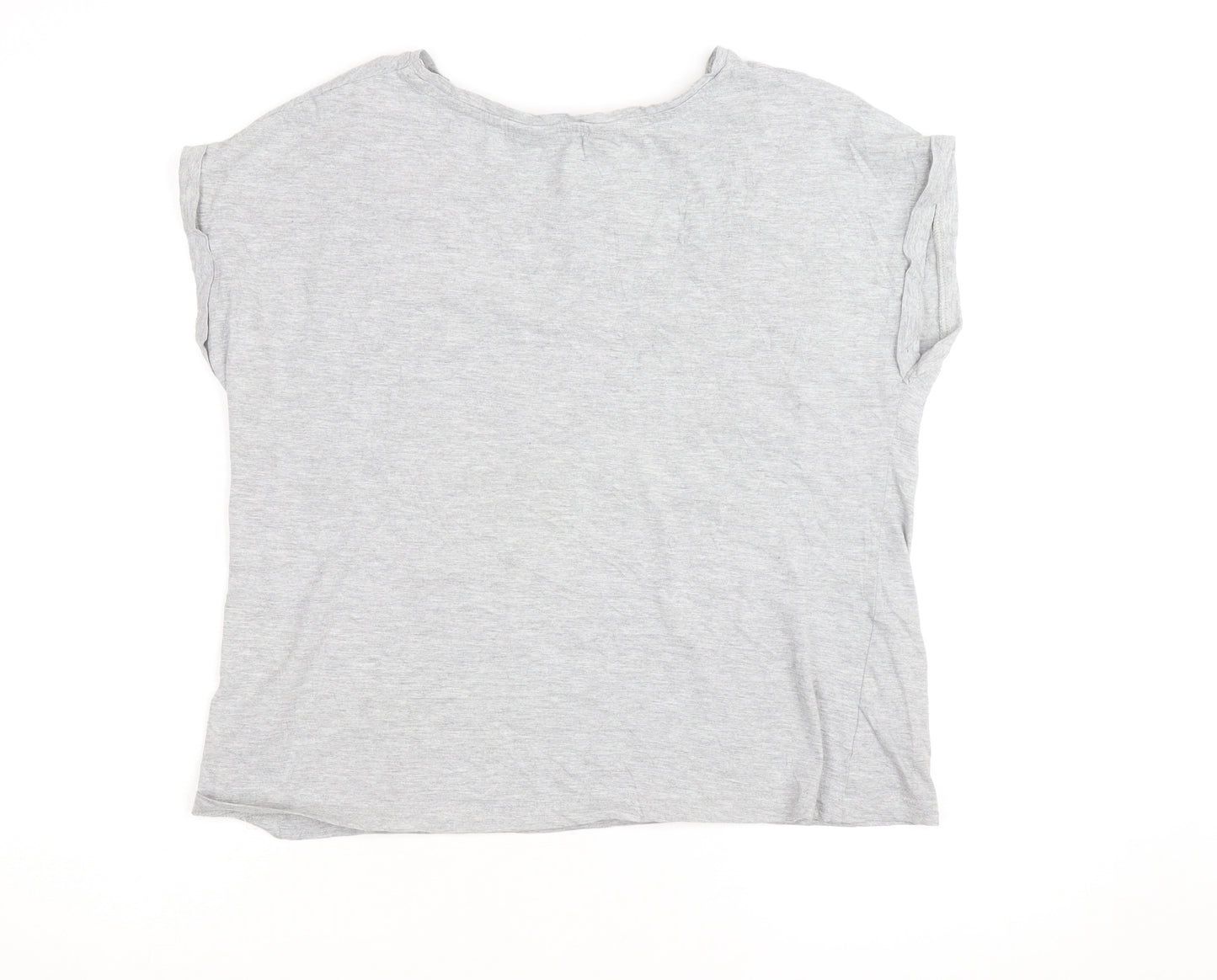 Dorothy Perkins Women's Grey Floral Embroidered T-Shirt Size 14