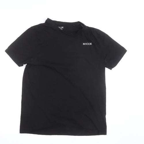Nicce Men's Black Cotton Crew Neck Short Sleeve T-Shirt Large