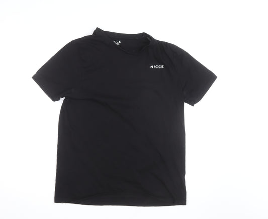 Nicce Men's Black Cotton Crew Neck Short Sleeve T-Shirt Large