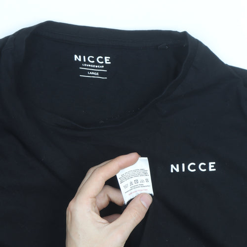 Nicce Men's Black Cotton Crew Neck Short Sleeve T-Shirt Large
