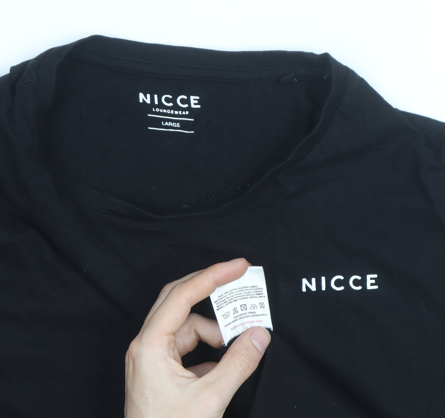 Nicce Men's Black Cotton Crew Neck Short Sleeve T-Shirt Large