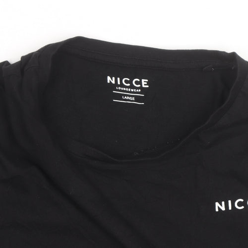 Nicce Men's Black Cotton Crew Neck Short Sleeve T-Shirt Large