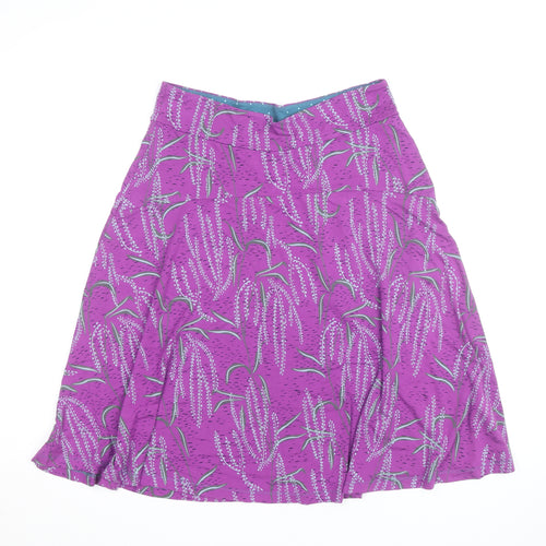 White Stuff Womens Purple Floral A-Line Cotton Skirt Size 12