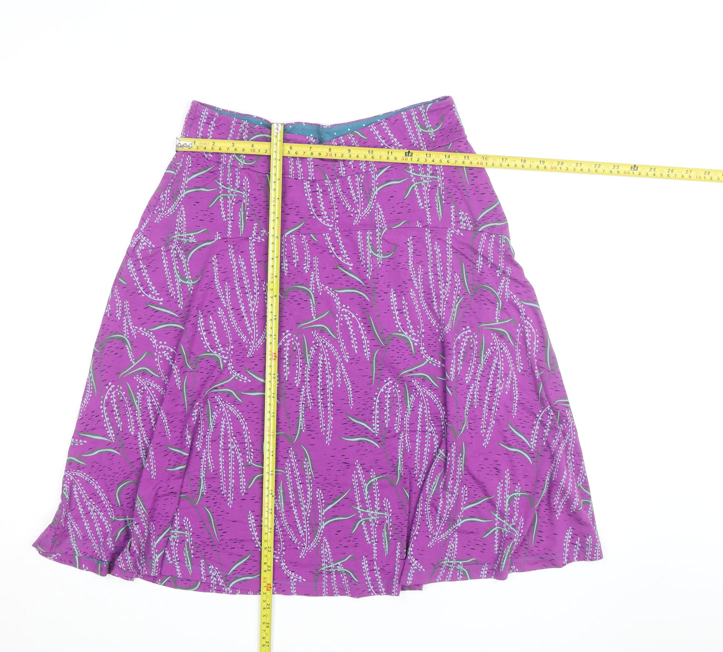 White Stuff Womens Purple Floral A-Line Cotton Skirt Size 12