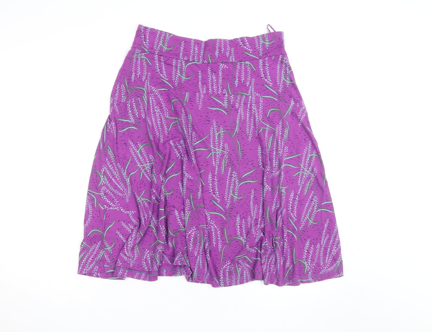 White Stuff Womens Purple Floral A-Line Cotton Skirt Size 12