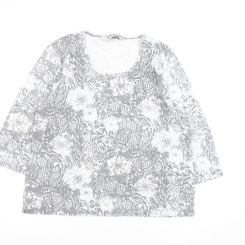 TIGI Wear Women's Grey Animal Floral Print Long Sleeve T-Shirt Size 18