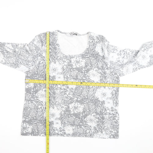 TIGI Wear Women's Grey Animal Floral Print Long Sleeve T-Shirt Size 18