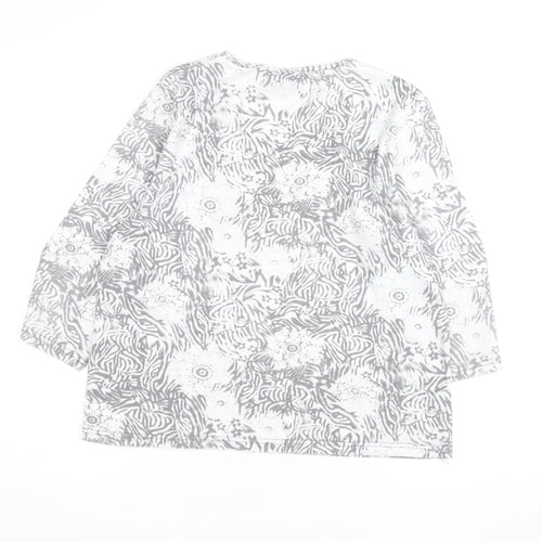TIGI Wear Women's Grey Animal Floral Print Long Sleeve T-Shirt Size 18