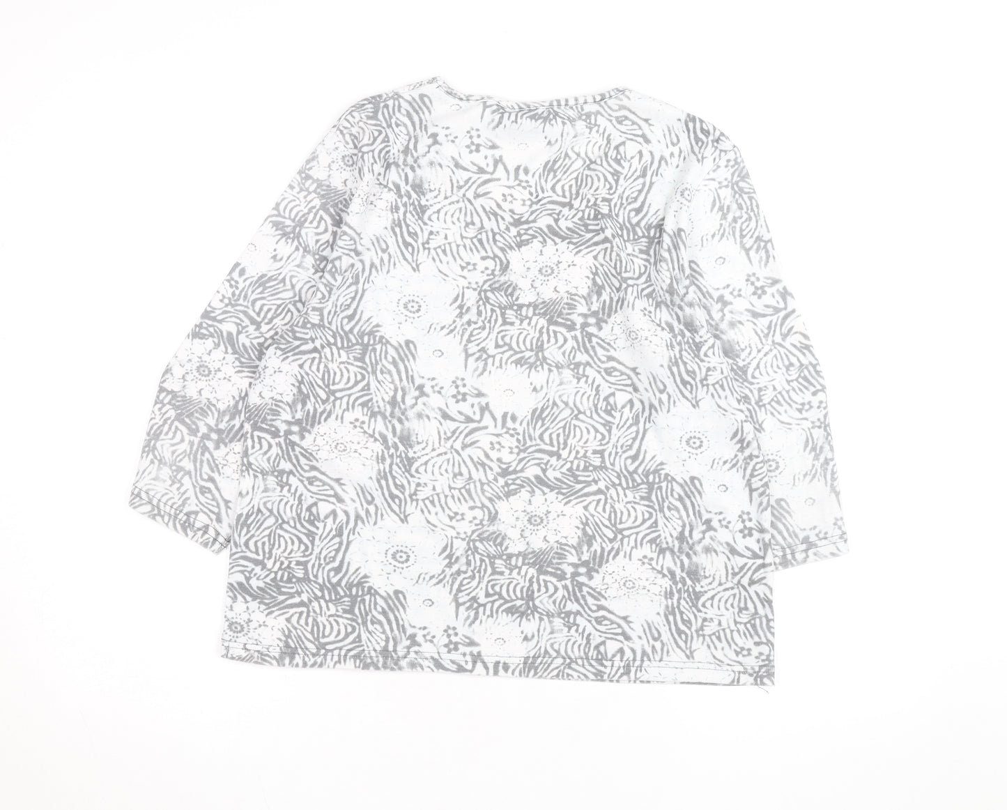 TIGI Wear Women's Grey Animal Floral Print Long Sleeve T-Shirt Size 18