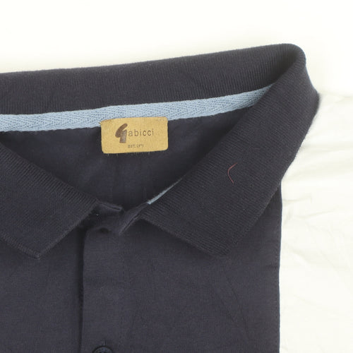 Gabicci Men's Blue & White Colourblock Cotton Polo Shirt Size L