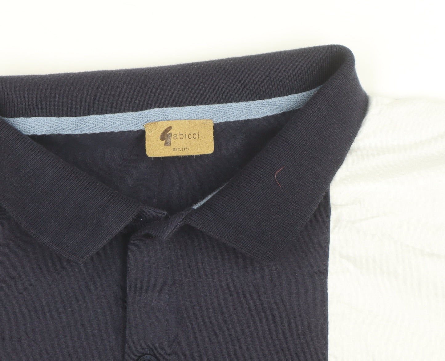 Gabicci Men's Blue & White Colourblock Cotton Polo Shirt Size L