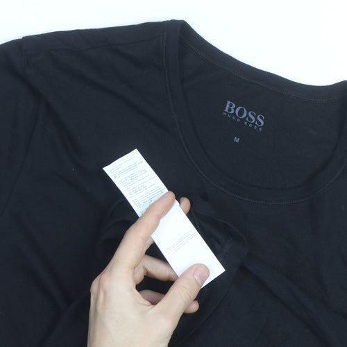 Hugo Boss Men's Black Cotton Crew Neck Short Sleeve T-Shirt M