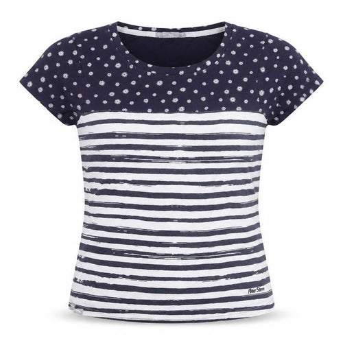 Peter Storm Women's Blue Striped Cotton Crew Neck T-Shirt Size 16