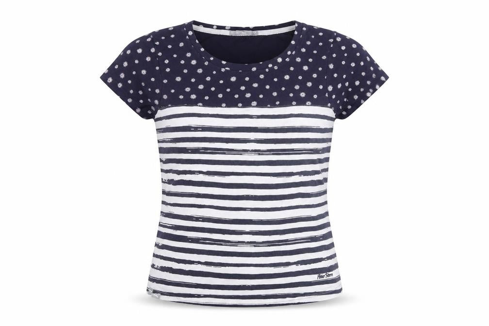 Peter Storm Women's Blue Striped Cotton Crew Neck T-Shirt Size 16
