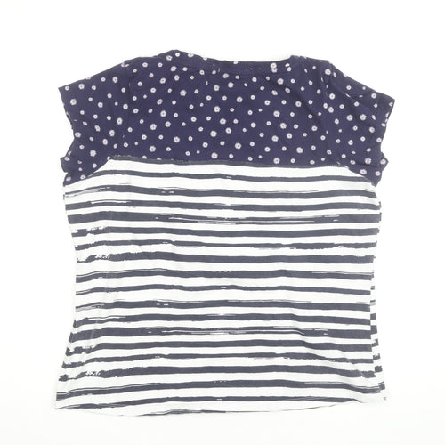 Peter Storm Women's Blue Striped Cotton Crew Neck T-Shirt Size 16