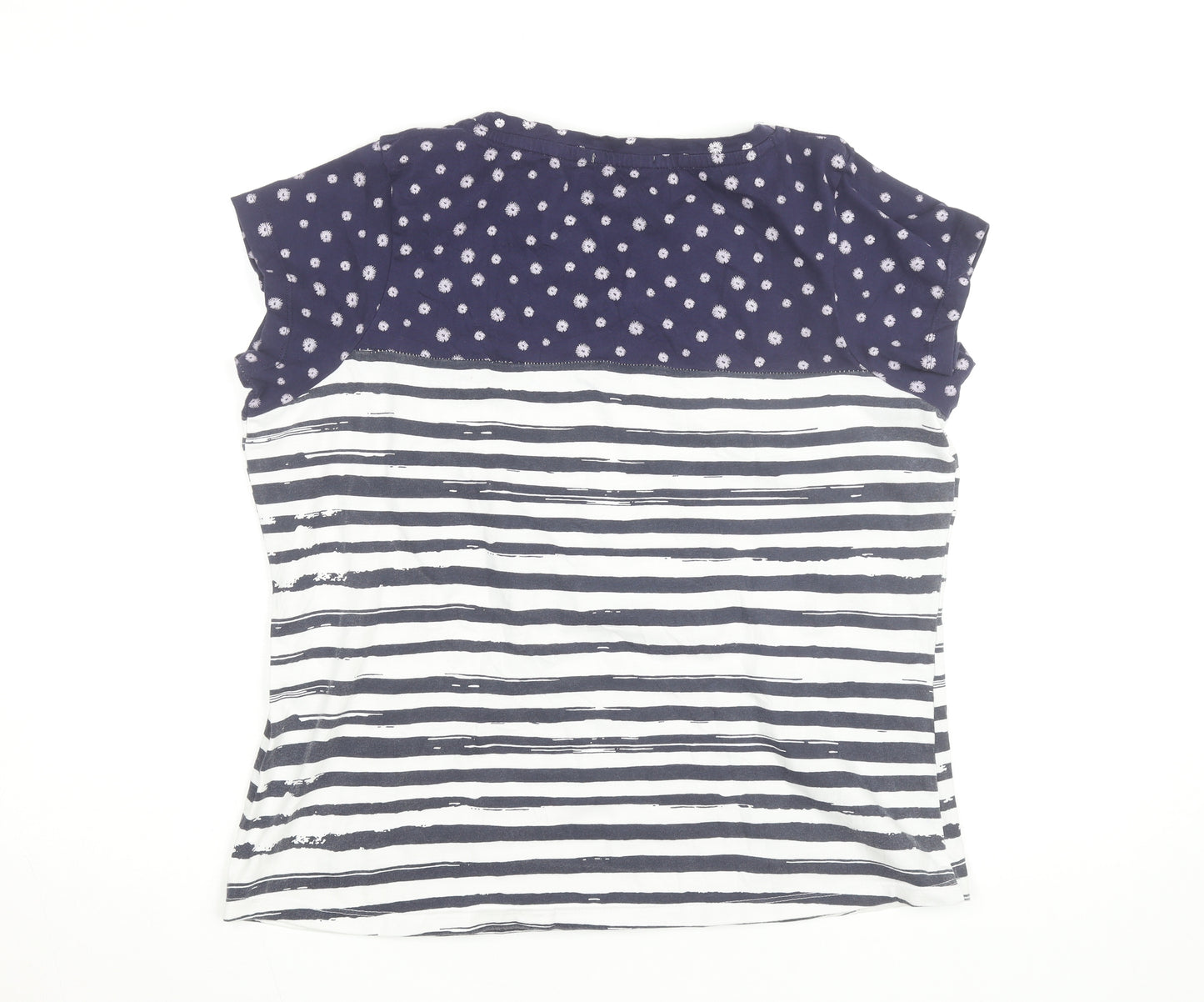 Peter Storm Women's Blue Striped Cotton Crew Neck T-Shirt Size 16