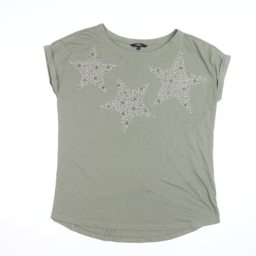 Next Women’s Green Star Studded T-Shirt Size 16 Short Sleeve