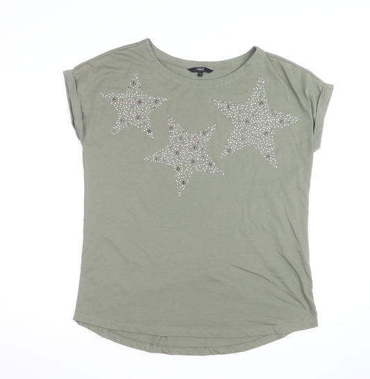 Next Women’s Green Star Studded T-Shirt Size 16 Short Sleeve