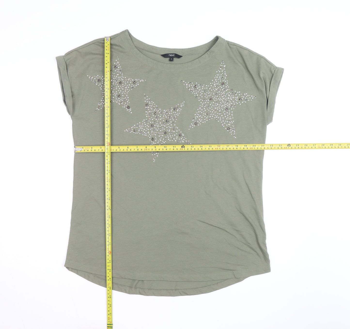 Next Women’s Green Star Studded T-Shirt Size 16 Short Sleeve