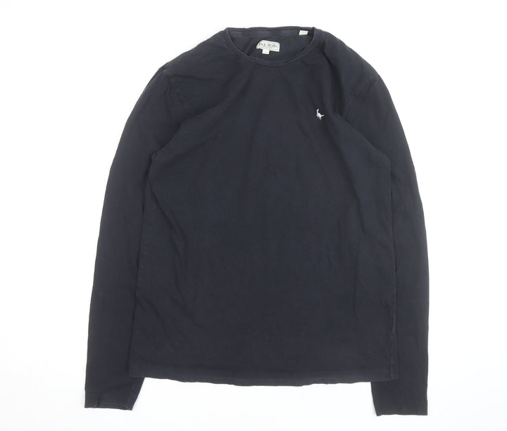 Jack Wills Men's Navy Cotton Long Sleeve Crew Neck Casual Top Size S
