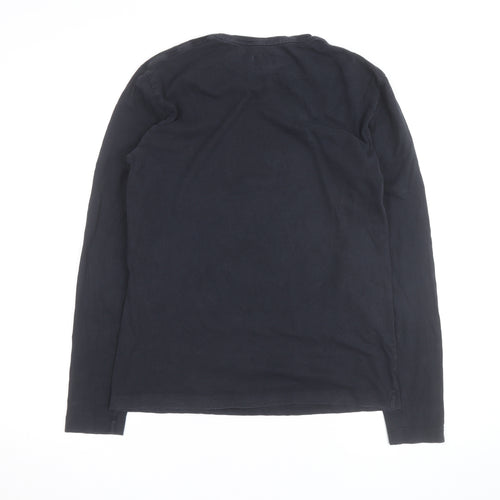 Jack Wills Men's Navy Cotton Long Sleeve Crew Neck Casual Top Size S