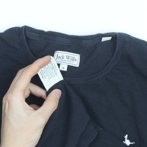Jack Wills Men's Navy Cotton Long Sleeve Crew Neck Casual Top Size S
