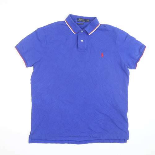 Ralph Lauren Men's Blue Custom Slim Fit Polo Shirt Size L