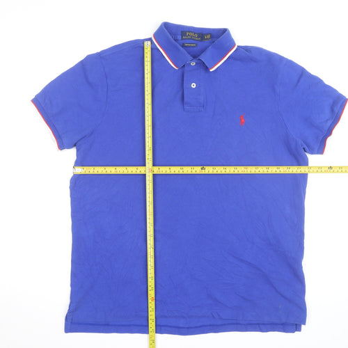 Ralph Lauren Men's Blue Custom Slim Fit Polo Shirt Size L