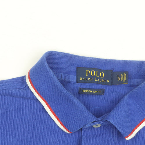 Ralph Lauren Men's Blue Custom Slim Fit Polo Shirt Size L