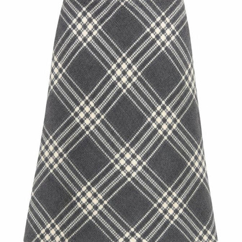 Zara Women Grey Check A-Line Knee Length Wool Blend Skirt M