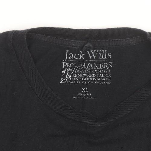 Jack Wills Men's Black XL Cotton Crew Neck Logo T-Shirt