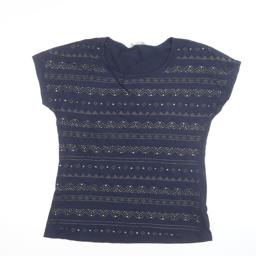 Marks and Spencer Women’s Blue Studded Cotton T-Shirt Size 12