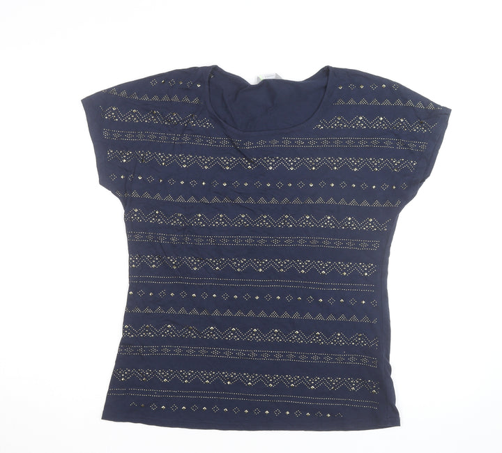 Marks and Spencer Women’s Blue Studded Cotton T-Shirt Size 12