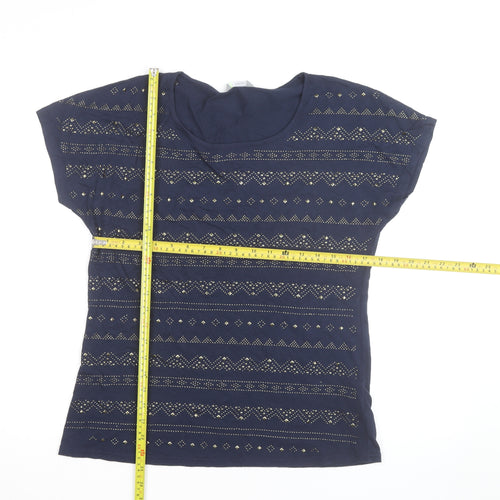 Marks and Spencer Women’s Blue Studded Cotton T-Shirt Size 12