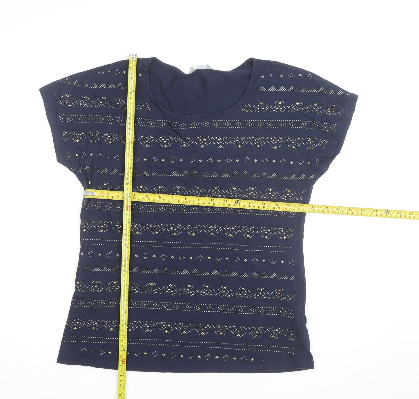 Marks and Spencer Women’s Blue Studded Cotton T-Shirt Size 12
