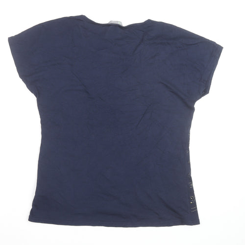 Marks and Spencer Women’s Blue Studded Cotton T-Shirt Size 12