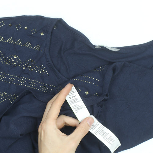 Marks and Spencer Women’s Blue Studded Cotton T-Shirt Size 12